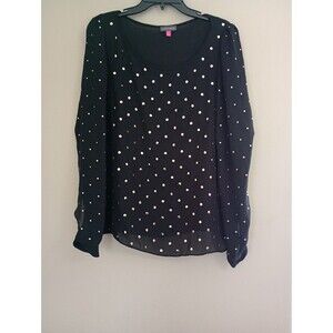 Vince Camuto Black Button Blouse Long Sleeve Size Large